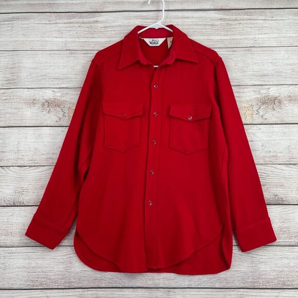 Vintage 60's 70's Woolrich Wool Button Down Shirt‎ Men's Size Medium Red - Picture 1 of 9